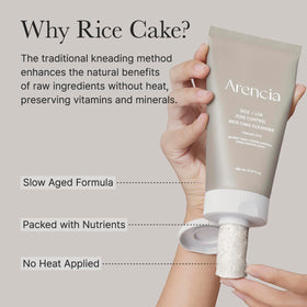 ARENCIA model applying cleanser to face to show gentle lathering and removal