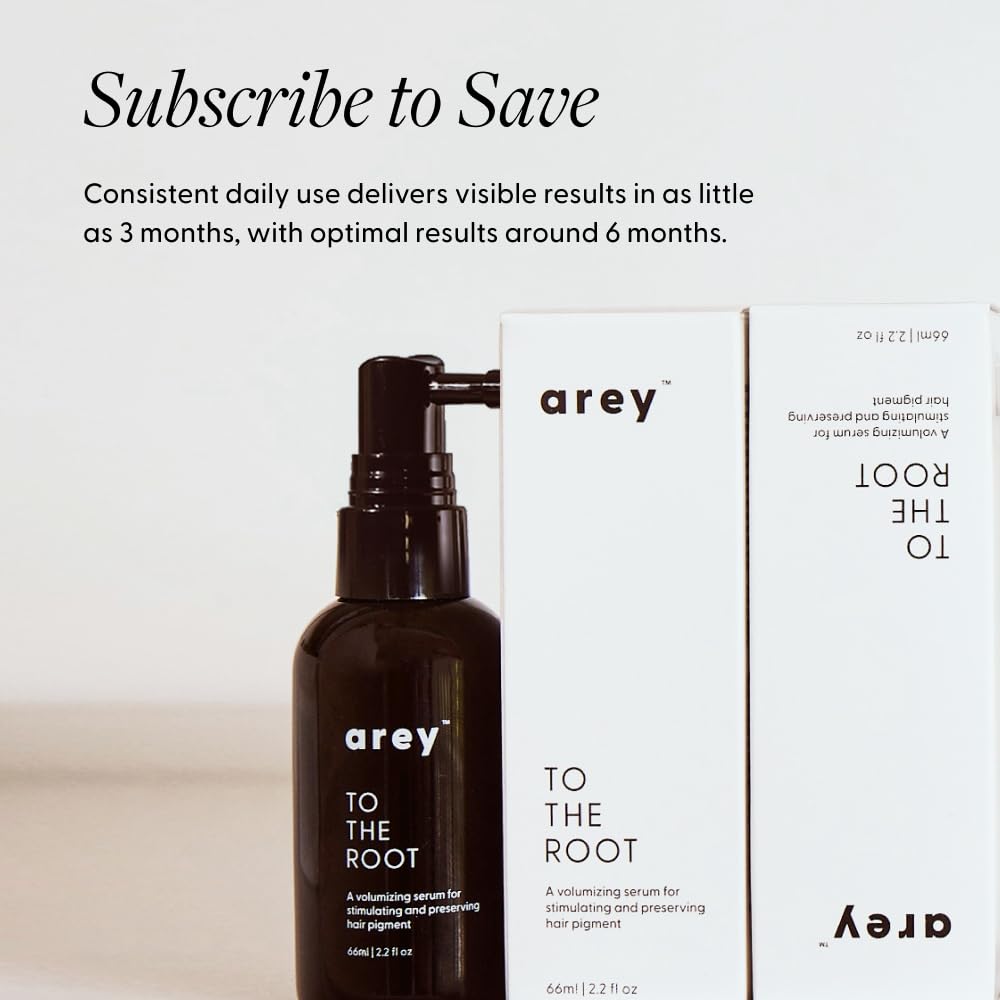 Arey bottle on bathroom counter lifestyle shot implying daily routine convenience