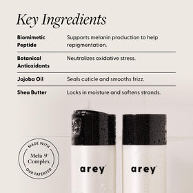 Arey shampoo lather in hand demonstrating gentle cleanse