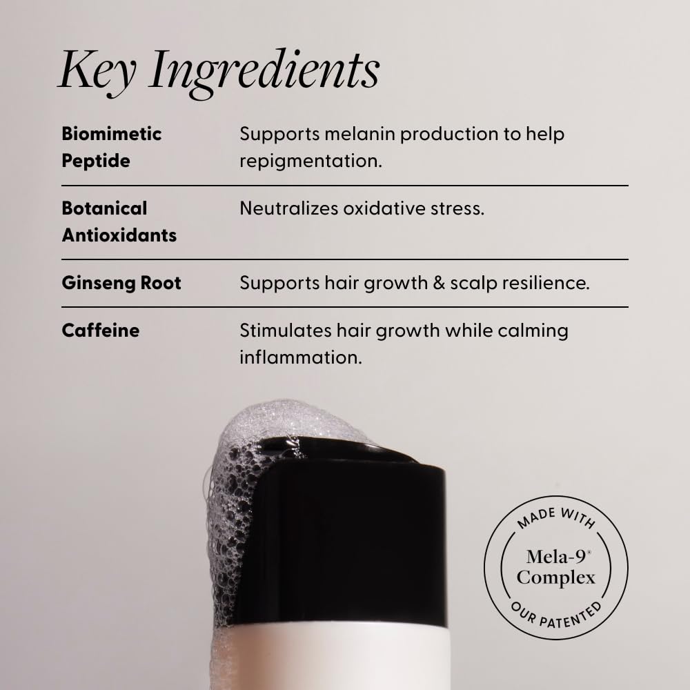 Arey shampoo poured into hand illustrating smooth, concentrated formula
