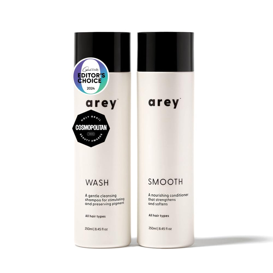 Arey front packaging showing duo set and benefits