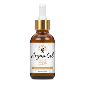 Argan Cosmetics front bottle view showing clean organic packaging and benefit