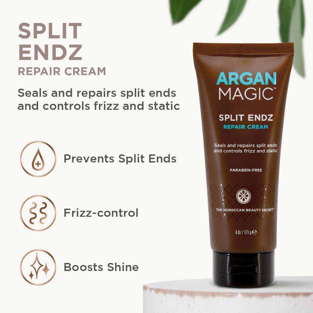 Argan Magic applied to wet hair demonstrating instant smoothing benefit