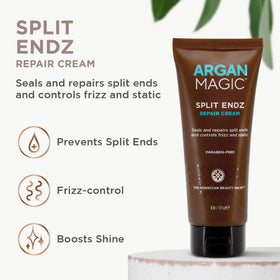 Argan Magic applied to wet hair demonstrating instant smoothing benefit