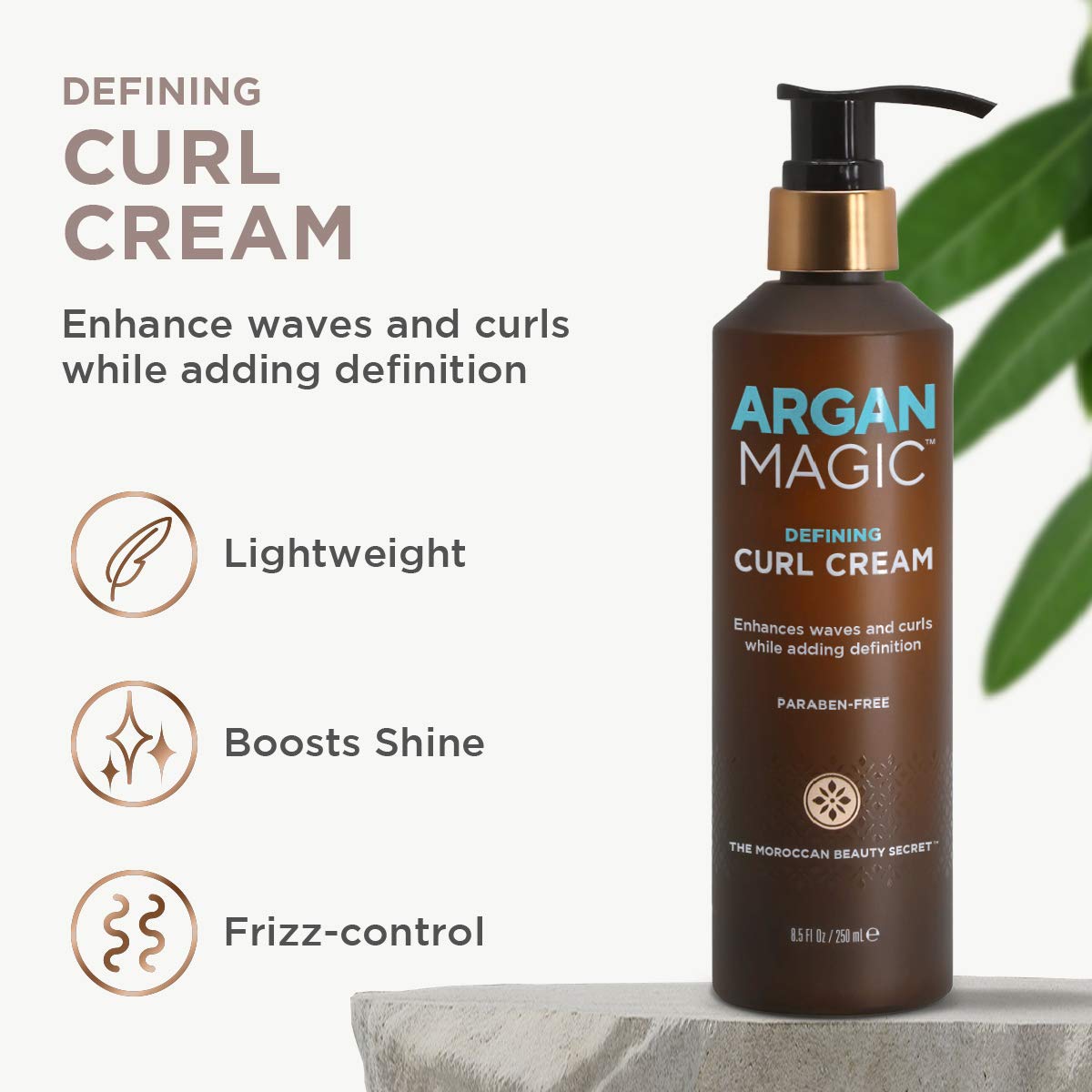 Argan Magic with argan oil droplet highlighting natural ingredient and nourishing benefit