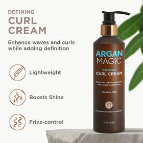 Argan Magic with argan oil droplet highlighting natural ingredient and nourishing benefit