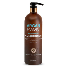 Argan Magic bottle in bathroom setting showing everyday restorative routine