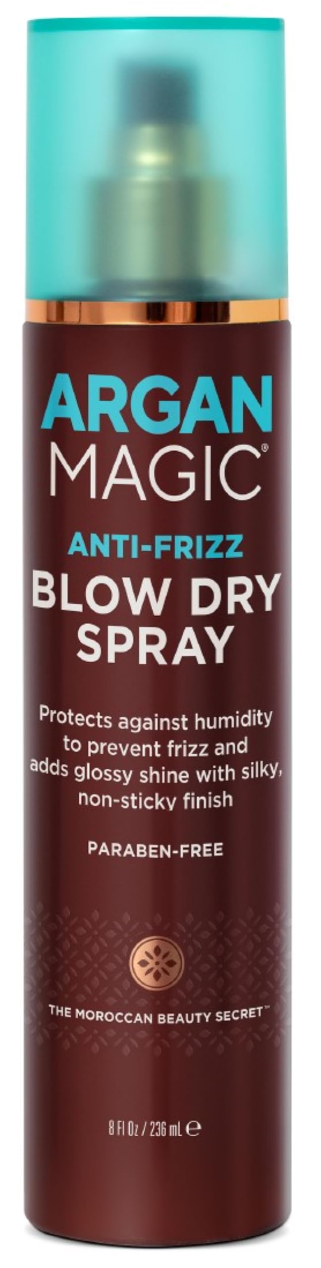 Argan Magic front packaging 8oz showing label and shine benefit