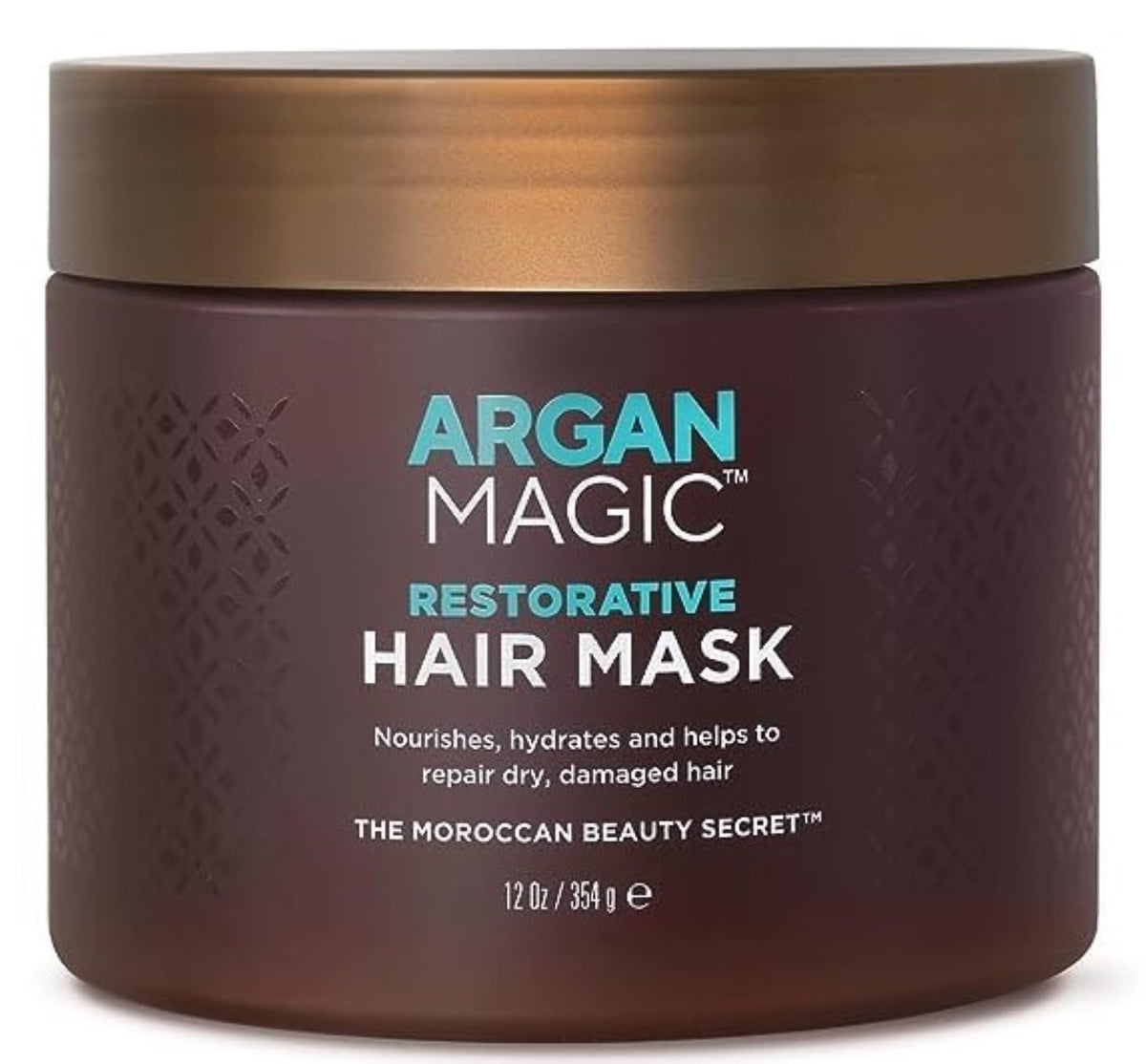 Argan Magic front jar showing label and 12 oz size for clear product ID and benefit