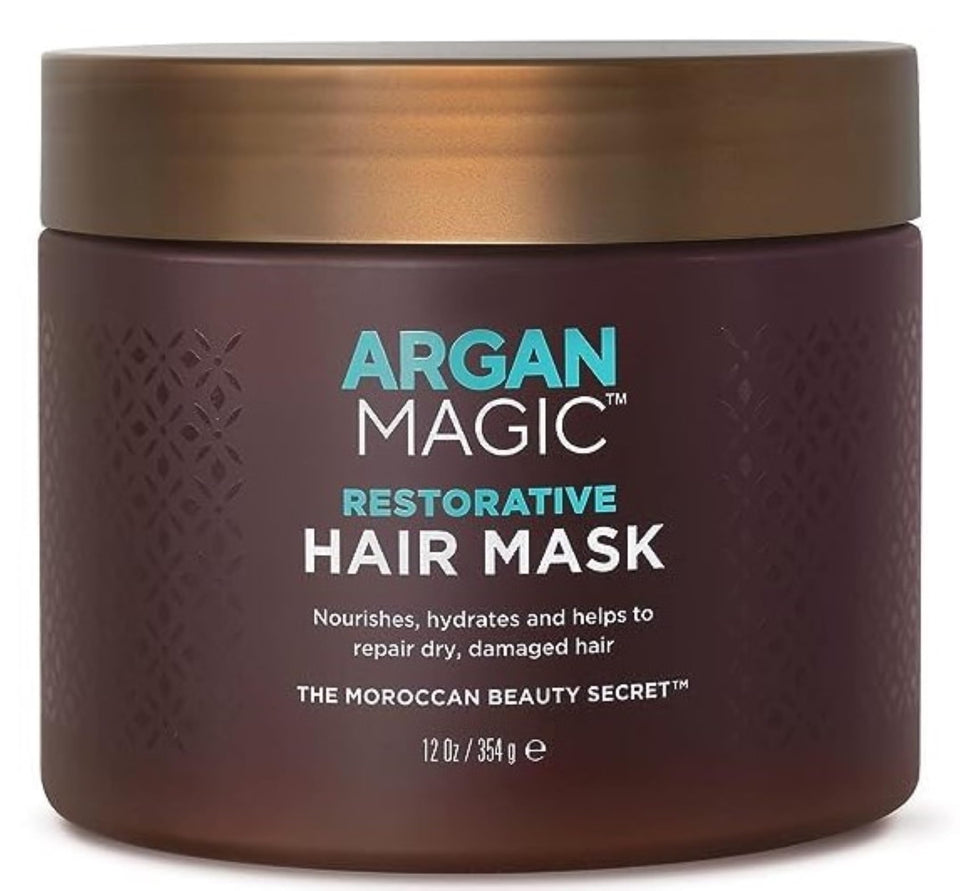 Argan Magic front jar showing label and 12 oz size for clear product ID and benefit
