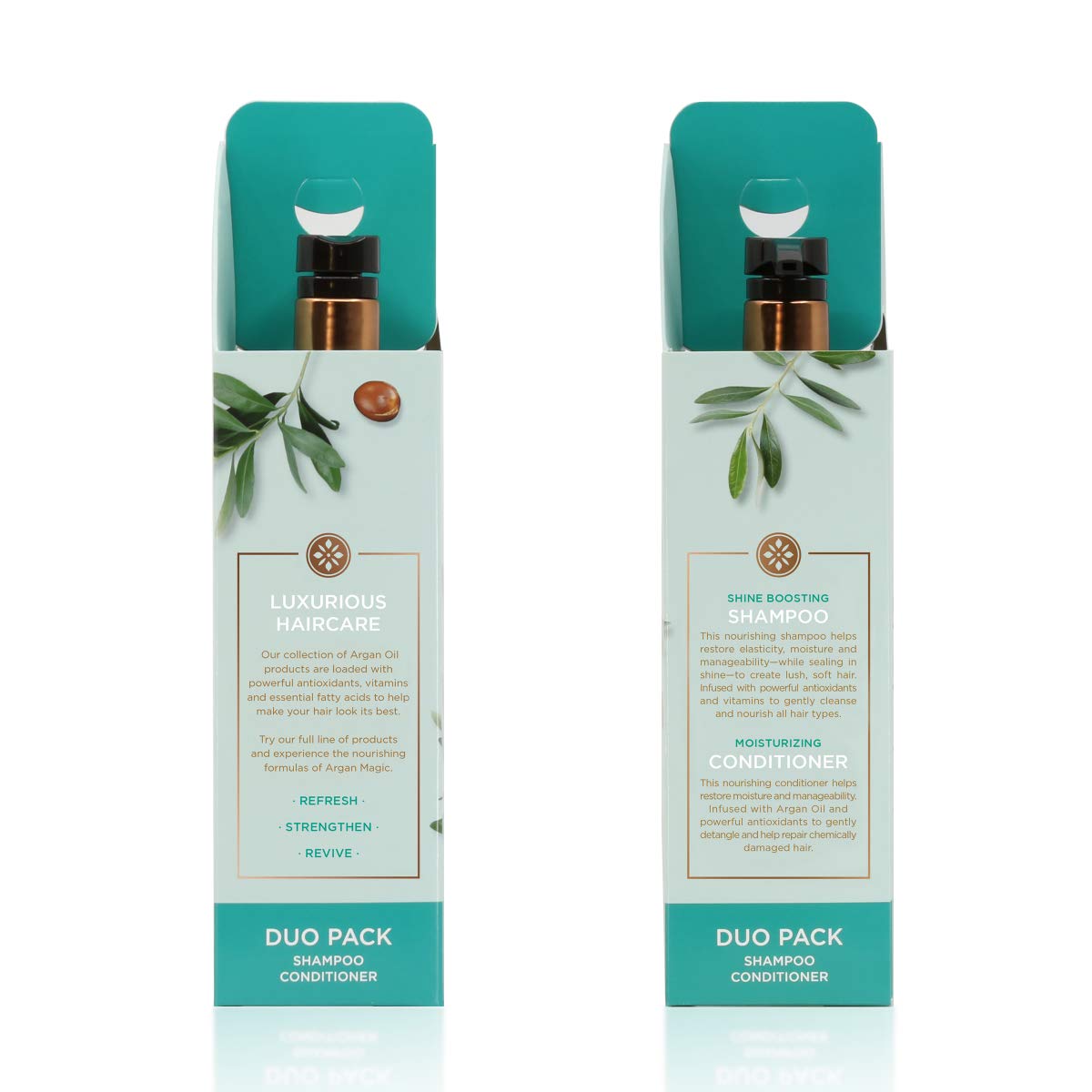 Argan Magic shampoo label close-up highlighting ingredients and shine