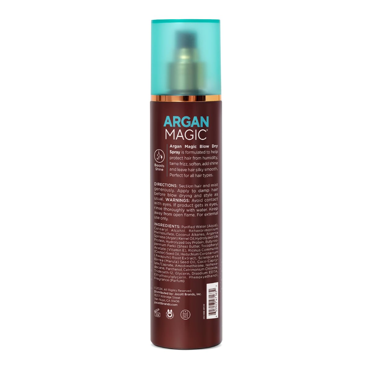 Argan Magic spray nozzle action dispersing fine mist for even protection