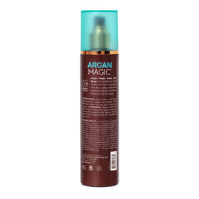 Argan Magic spray nozzle action dispersing fine mist for even protection