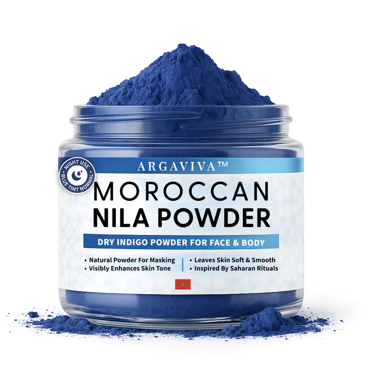 Argaviva front packaging showing natural blue clay, clean skincare benefit