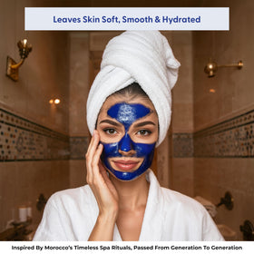 Argaviva open jar revealing creamy white-blue mask ready to use