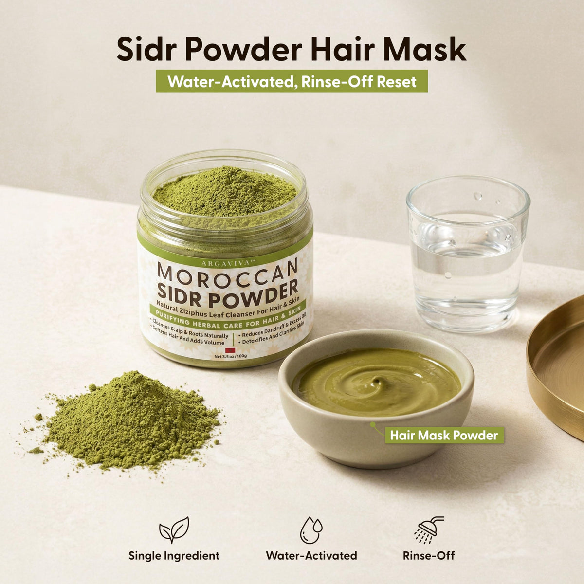 Argaviva powder close-up texture showing fine sidr leaf benefit