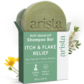 Arista front packaging showing shampoo bar and eco-friendly box benefit travel-ready
