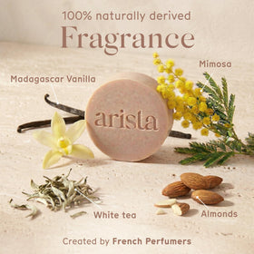 Arista ayurveda ingredients display reetha powder and shea butter for nourishment
