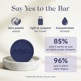 Arista label close-up listing amla, castor oil and sulfate-free formulation benefits