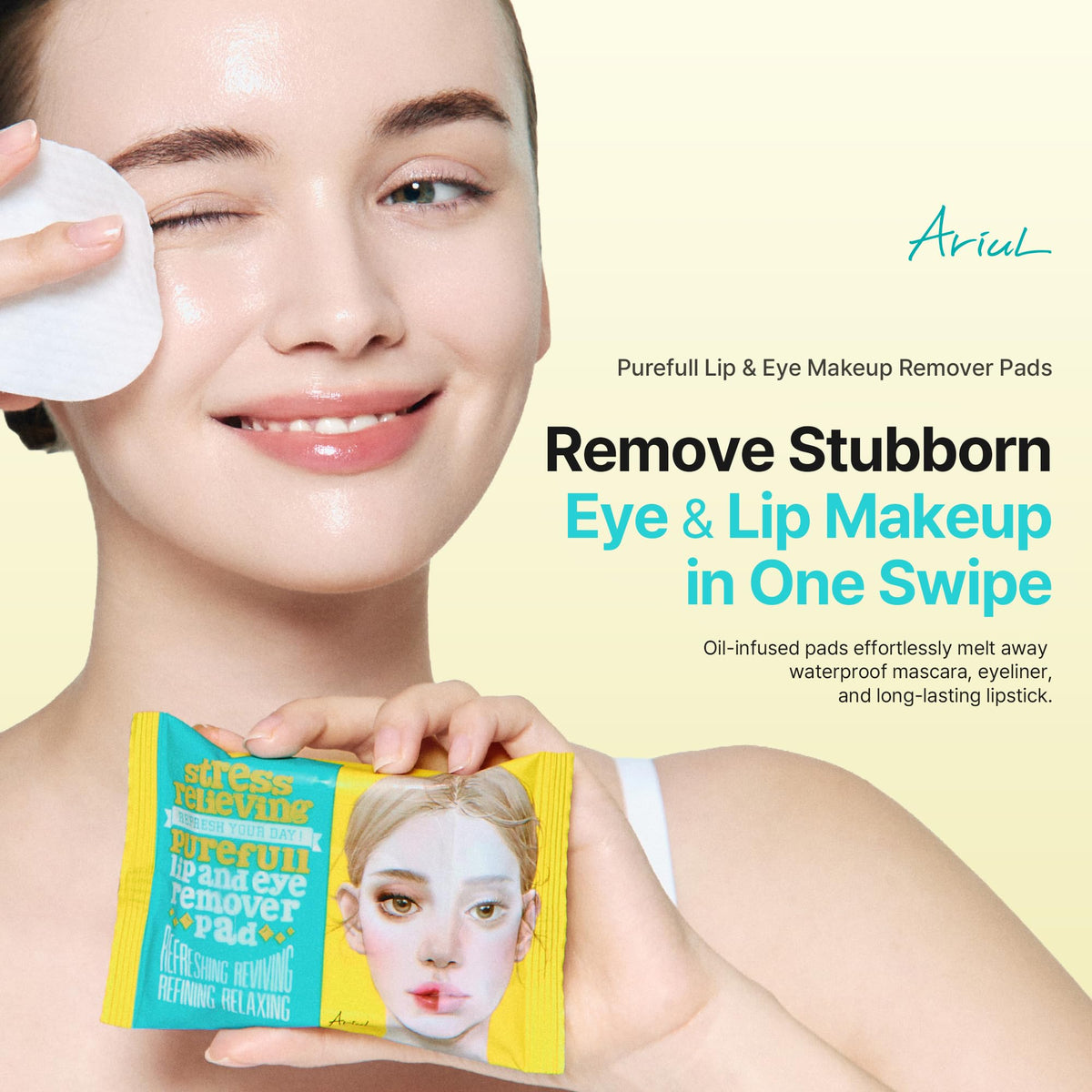 Ariul close-up dual-sided pad revealing textured and smooth surfaces for effective removal