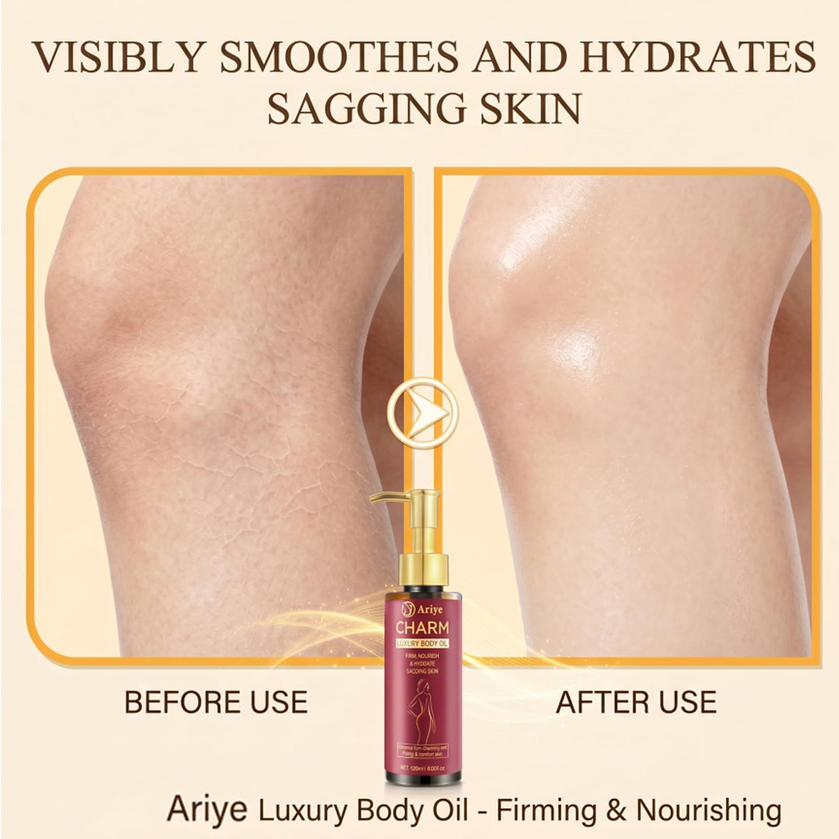 ARIYE application on arm illustrating smooth hydration and improved texture