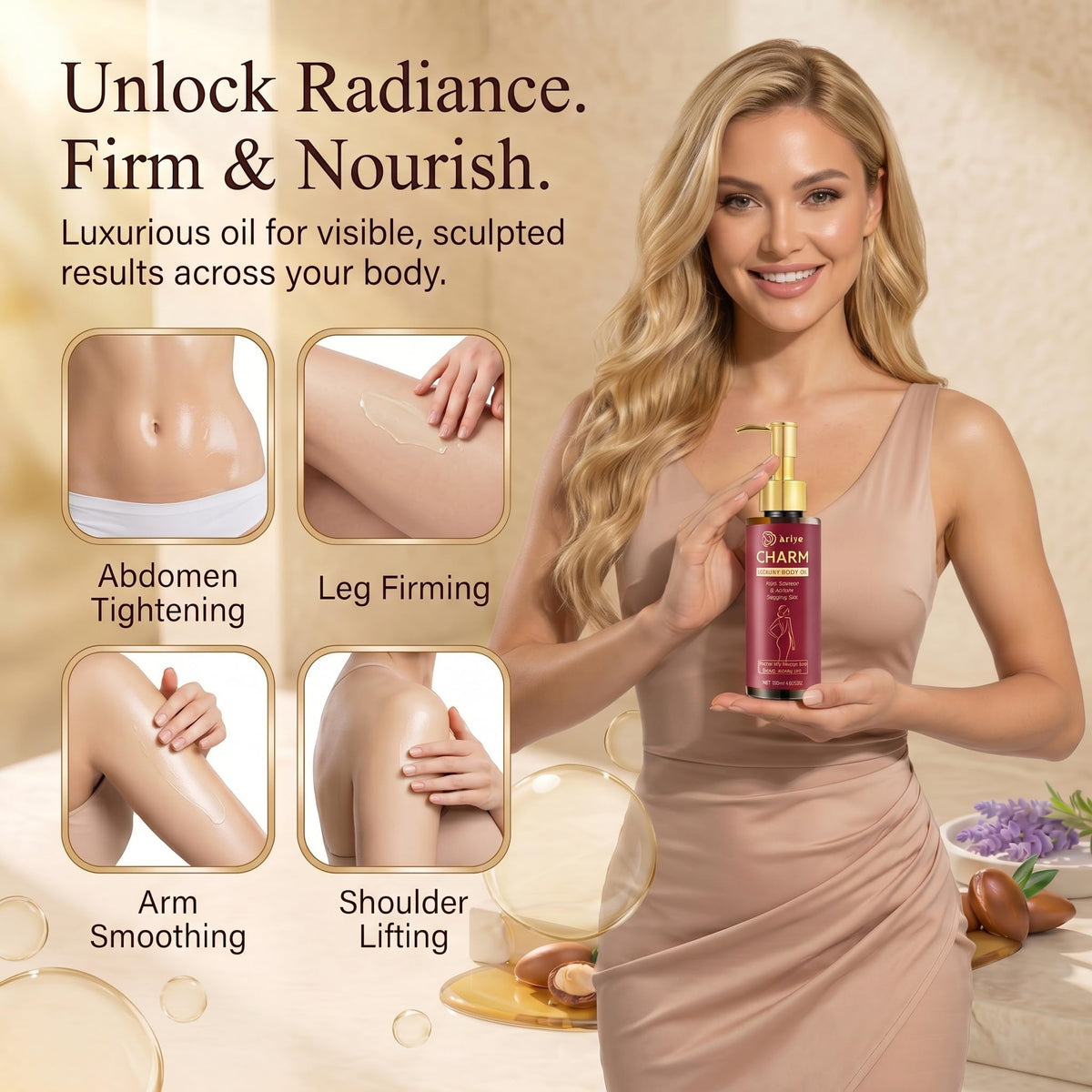 ARIYE oil texture pouring to show lightweight non-greasy absorbency