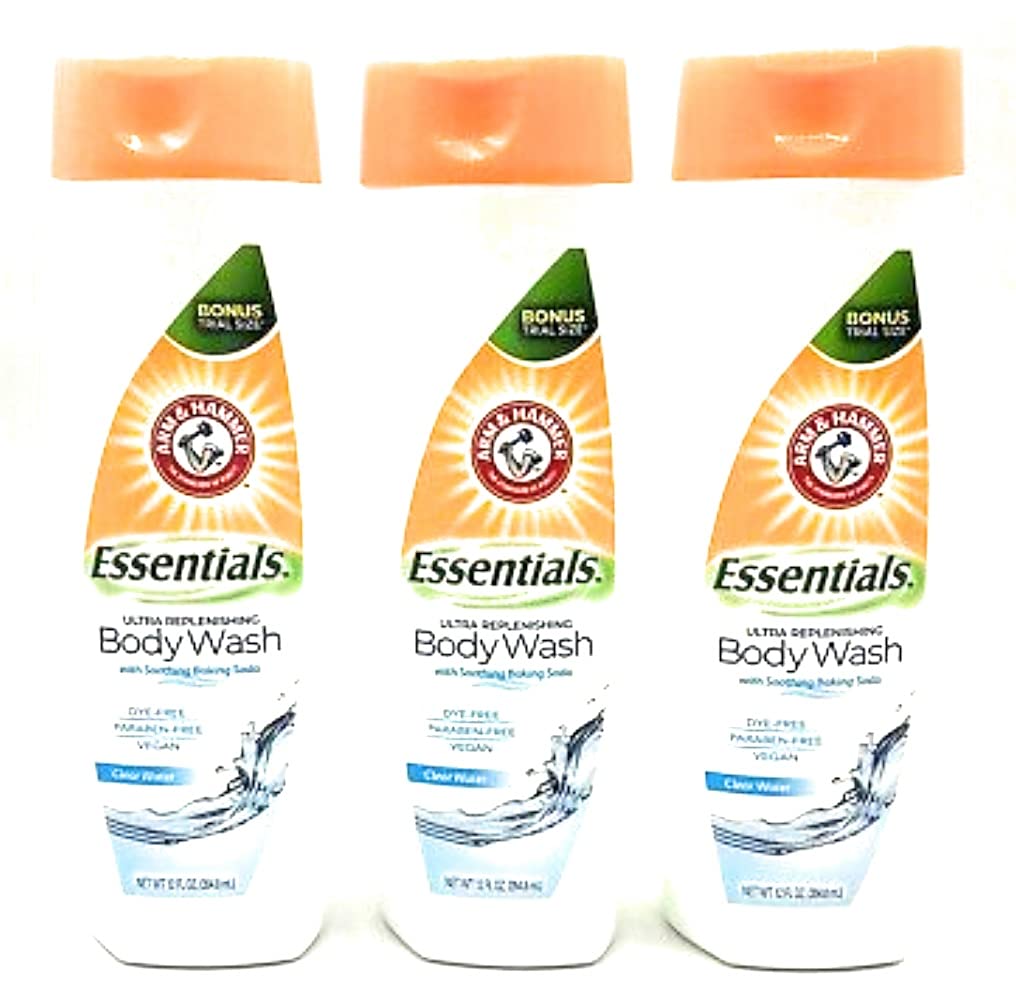 Arm & Hammer front packaging showing clear moisturizing body wash benefits