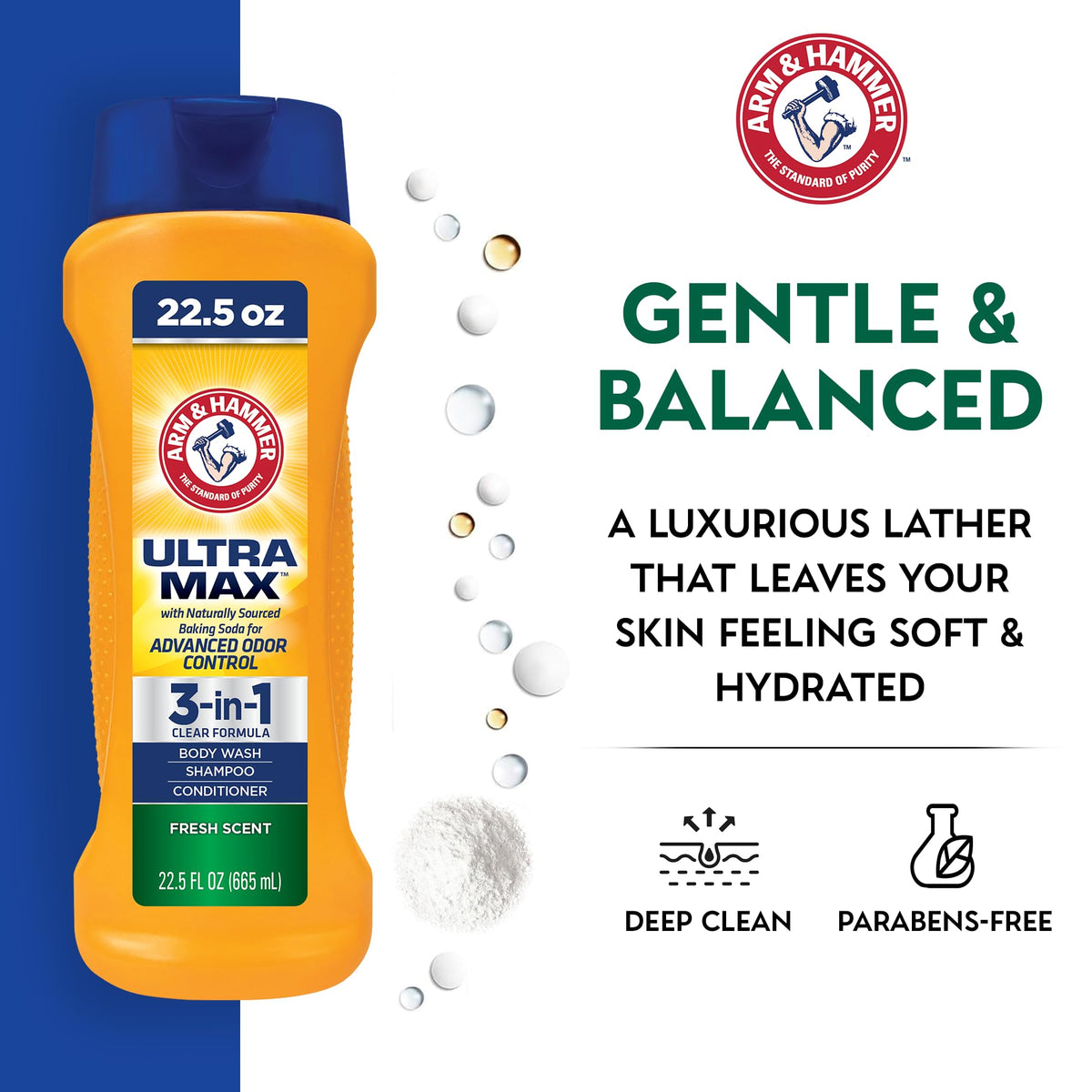 Arm & Hammer creamy lather close-up demonstrating rich foam and gentle cleansing