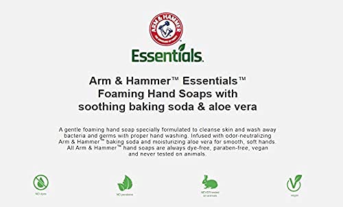 Arm & Hammer label detail focusing on dye-free, paraben-free formulation benefits