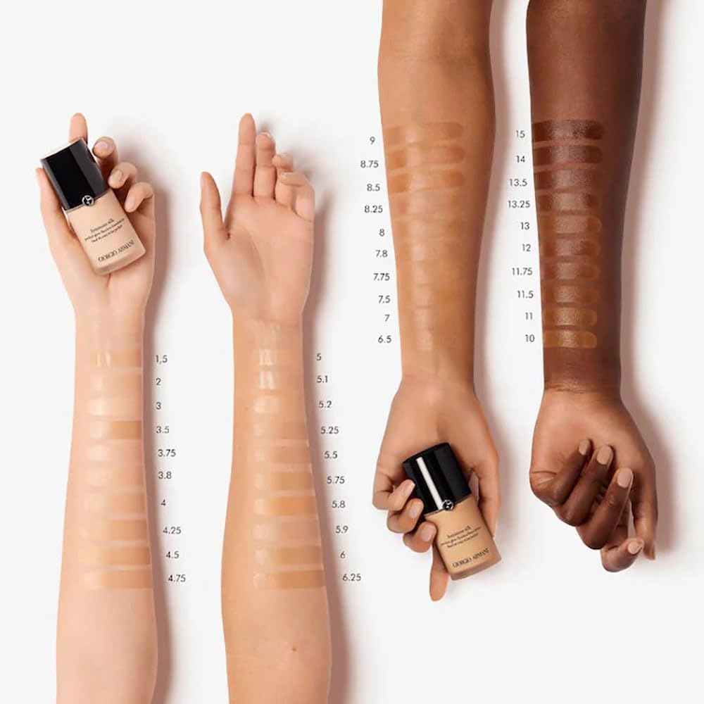 Armani Beauty applied with brush showing streak-free, buildable medium coverage