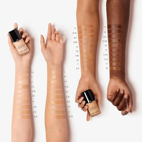 Armani Beauty applied with brush showing streak-free, buildable medium coverage