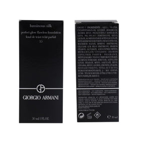 Armani Beauty label close-up highlighting shade 3.5 and ingredient tech benefit