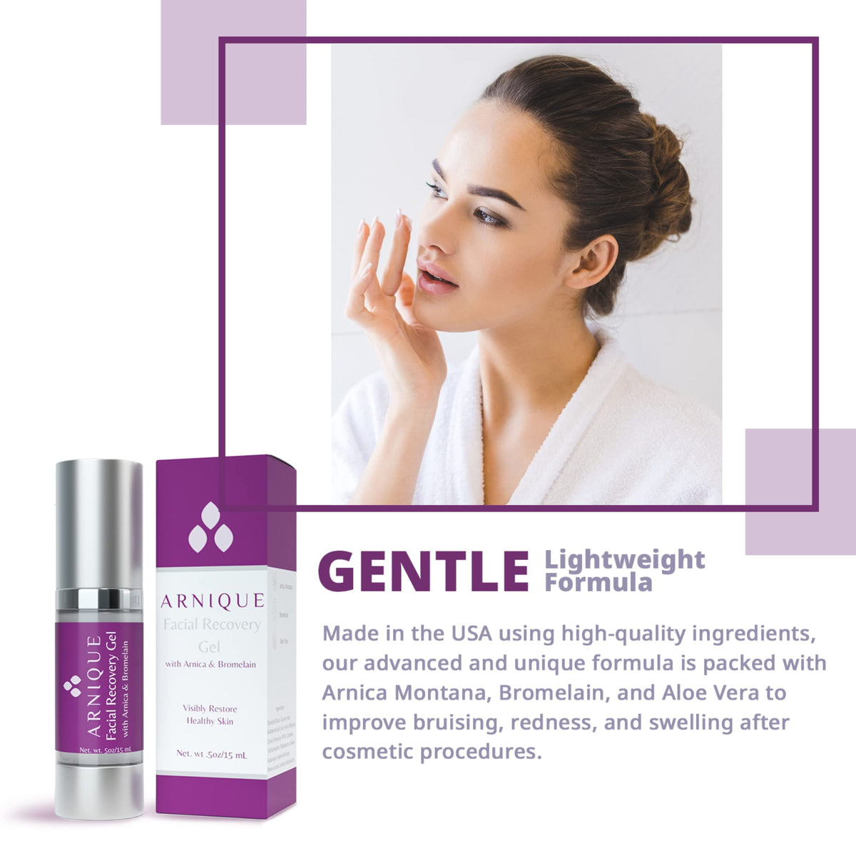 Arnique ingredients label closeup listing arnica bromelain hyaluronic benefits