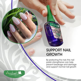 Close-up of a stronger nail after use showing reduced splitting with Arobell