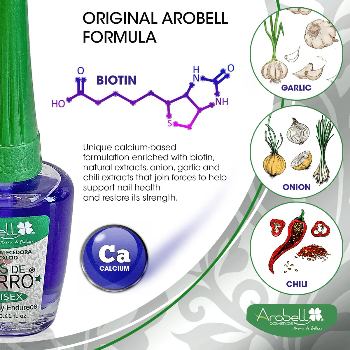 Arobell applied on a fingernail demonstrating protective finish and strength