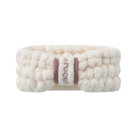AROCELL OFFICIAL front view of cream sherpa headband showing shape and fit