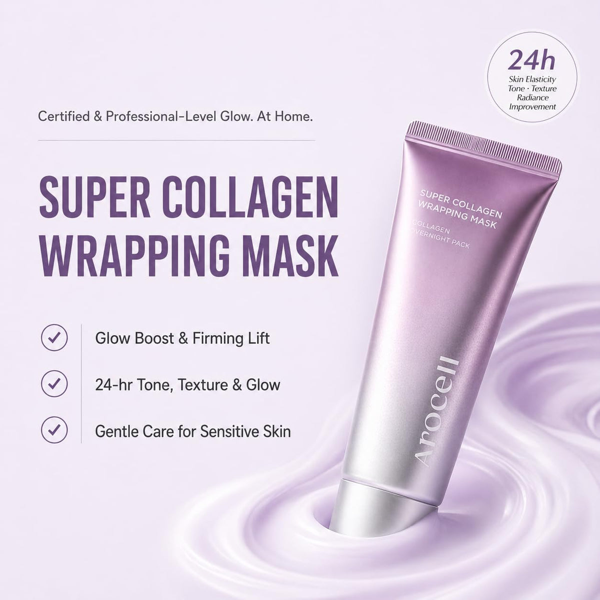 AROCELL close-up of mask texture highlighting smooth collagen film for even application