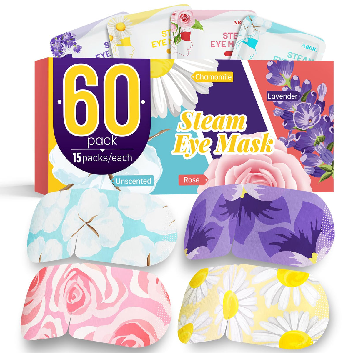 AROIC front packaging showing 60-count box and scent labels for convenient selection