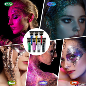 AROIC glitter applied along hairline highlighting shine and styling versatility