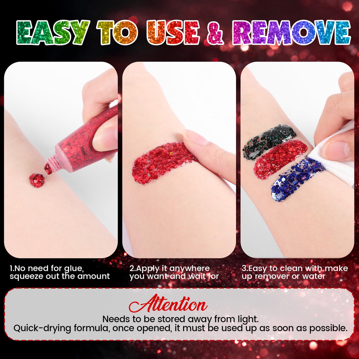 AROIC tubes packed in a travel makeup bag for easy festival touch-ups