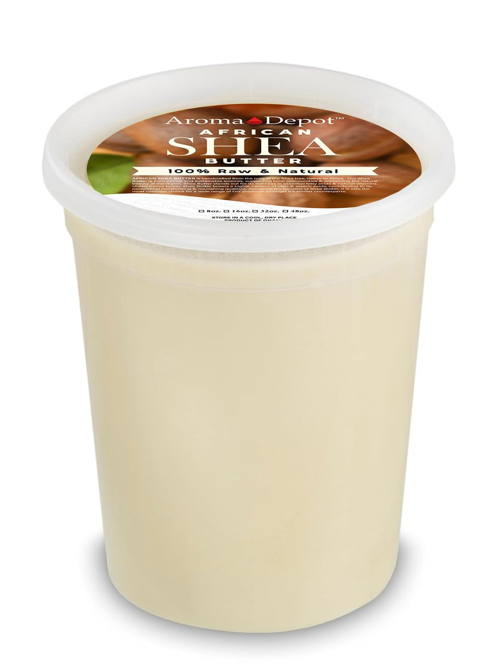 Aroma Depot jar front view showing 32 oz label and pure packaging benefit