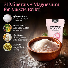 Aromasong flakes dissolving in bathtub promoting relaxation for pregnancy aches