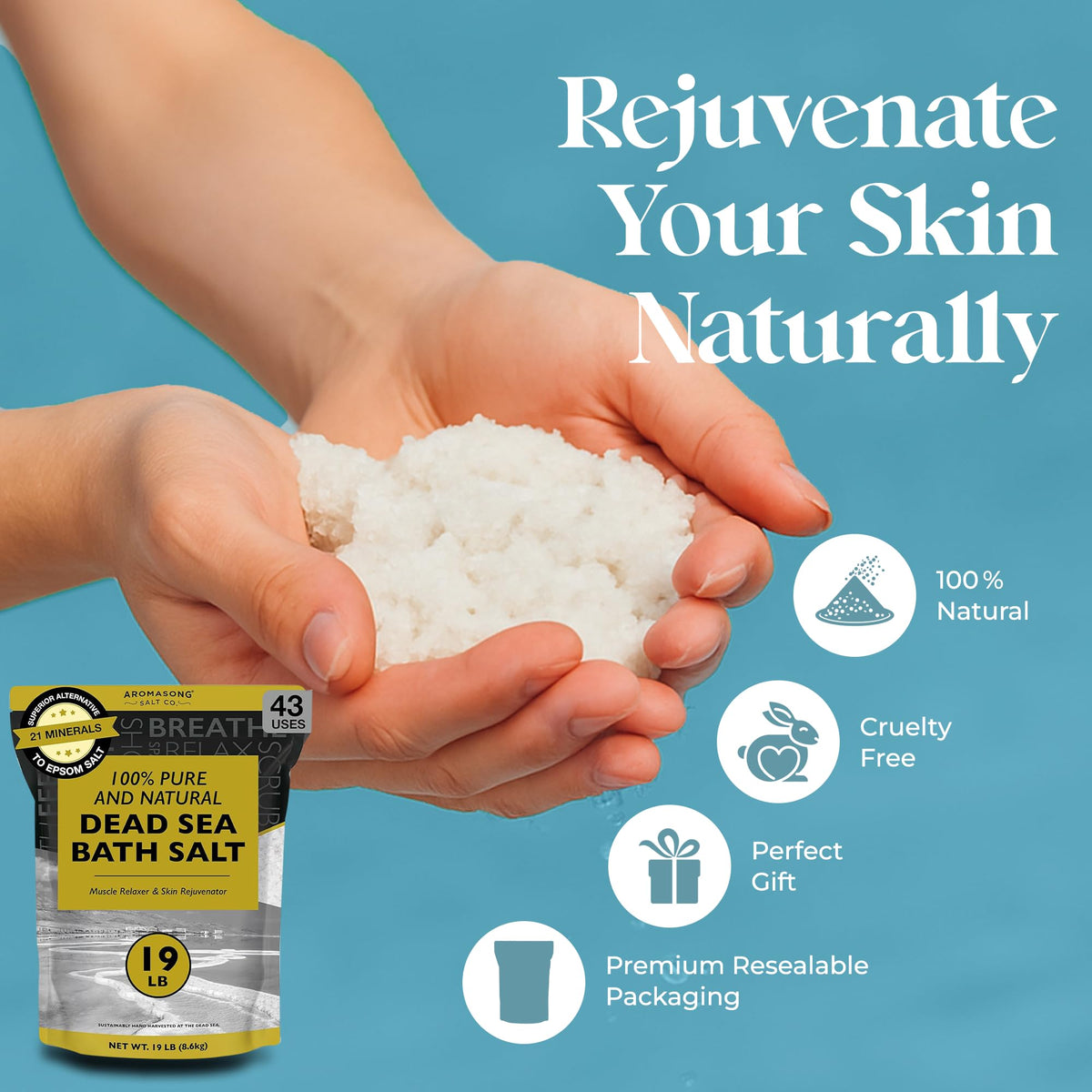 Aromasong tub soak scene demonstrating salt dissolving for relaxing baths
