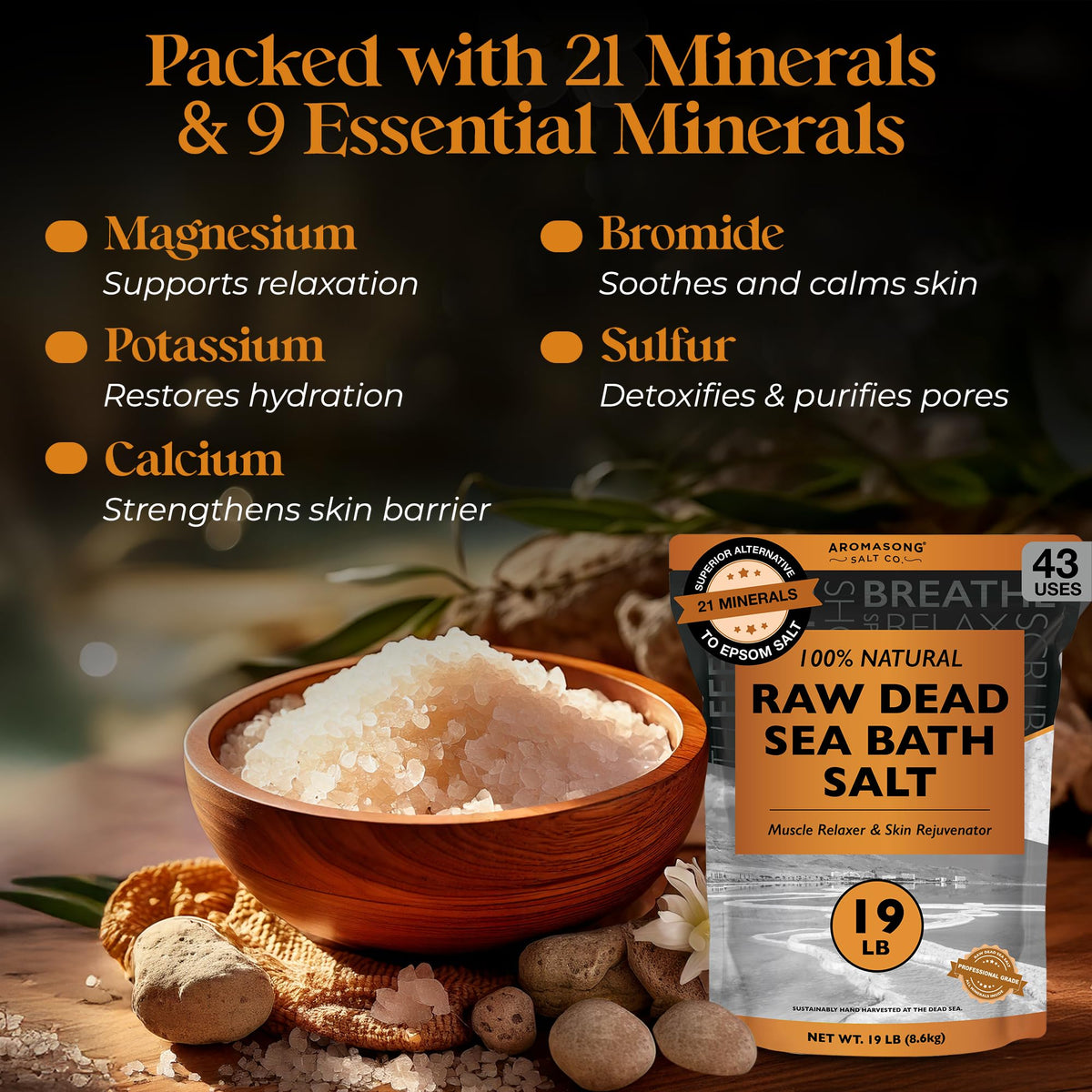 Aromasong bowl of dissolved salt in bathtub setup illustrating relaxing soak benefit