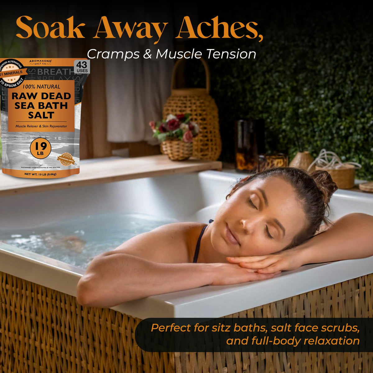 Aromasong visible Dead Sea mud flecks in salt showing authentic mineral content