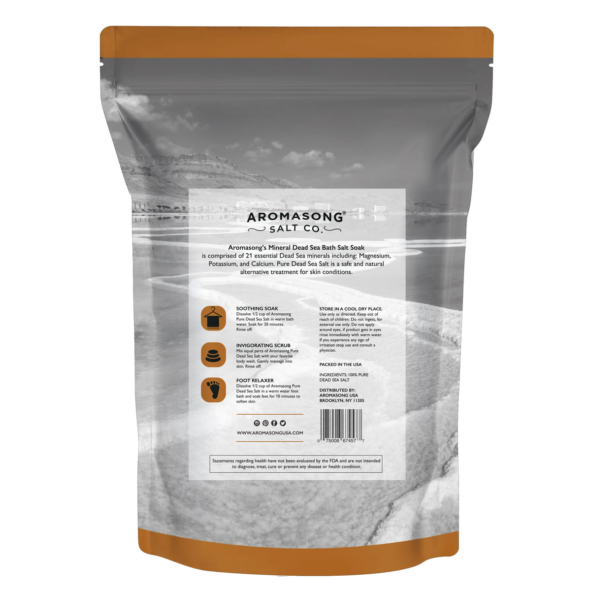 Aromasong bag shown beside hand to indicate 5 lb size and bulk value
