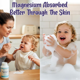 Aromasong flakes dissolving in warm bathwater for quick, gentle soaks