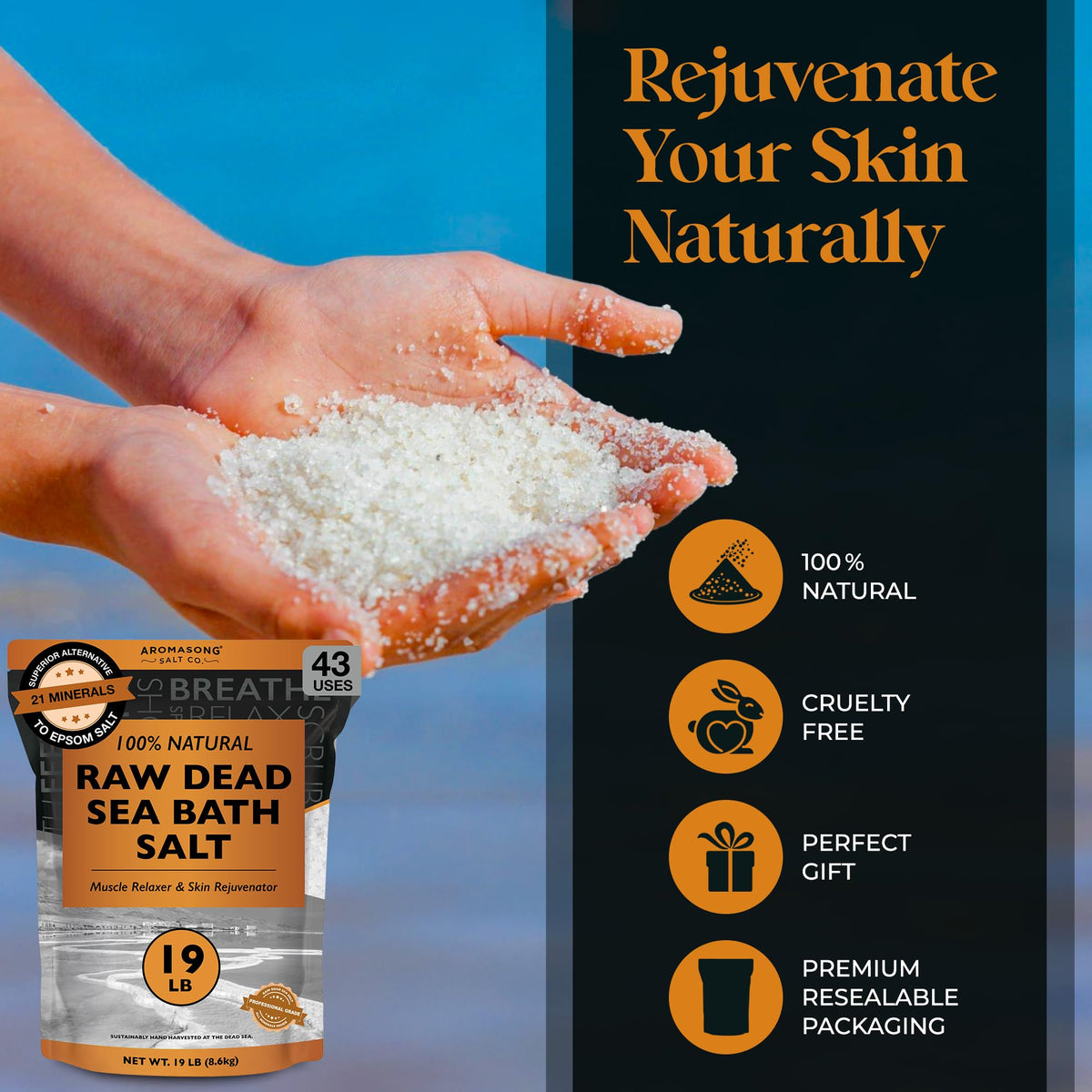 Aromasong foot soak basin with salt demonstrating easy revitalizing foot care