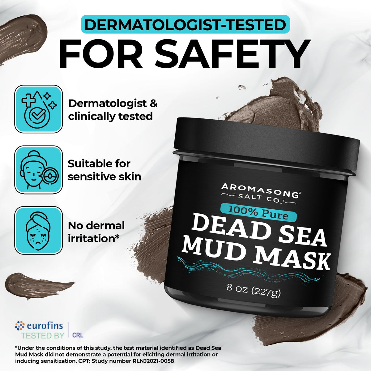 Aromasong mask on model showing pore-refining and skin-smoothing benefit