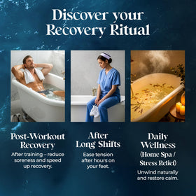 Aromasong blended soak dissolving in bathtub demonstrating relaxing post-workout recovery